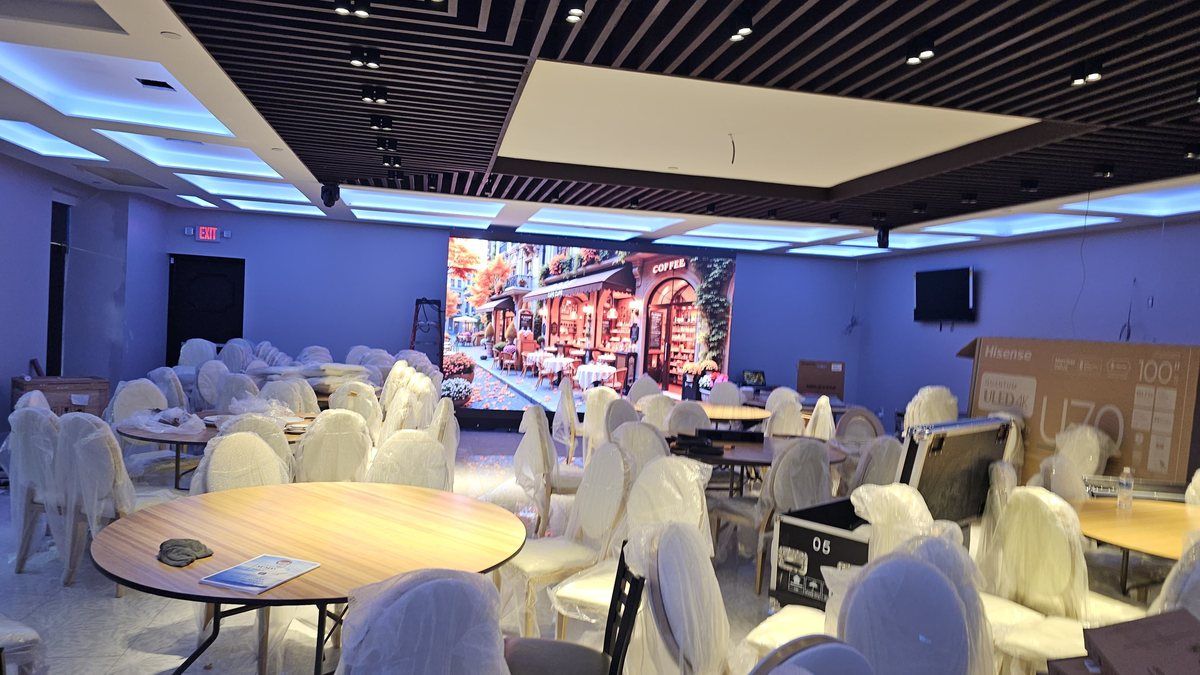 hX series rental LED wall installed in a Michigan banquet hall