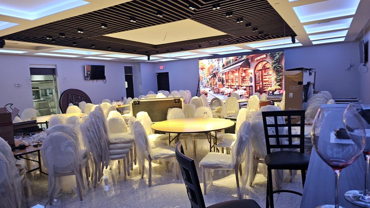 Wide view of rental LED wall in Michigan event venue