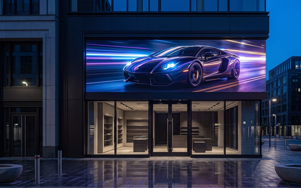 Outdoor LED display screen for business storefront advertising